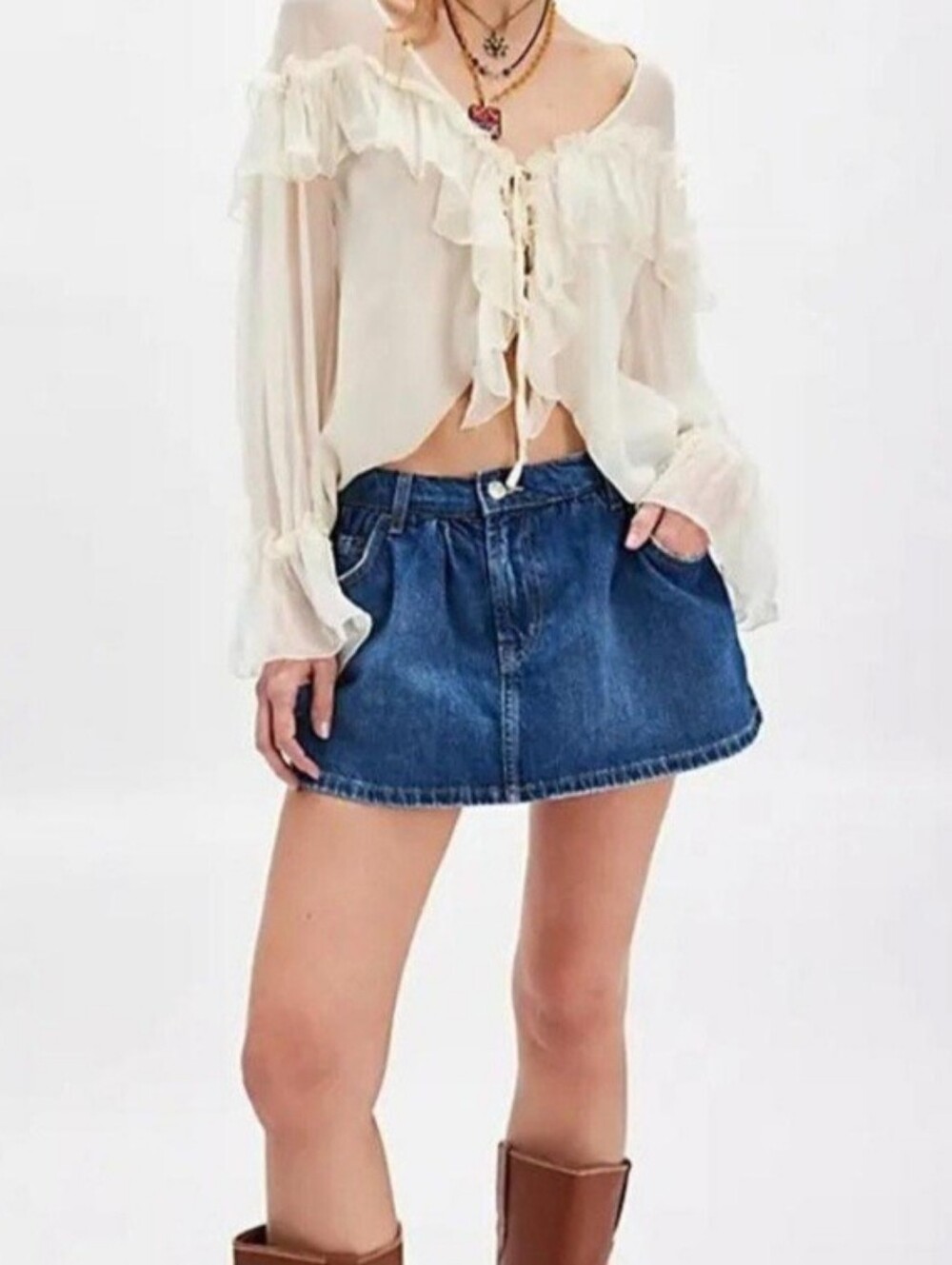 FREE PEOPLE WE THE FREE DEMI DENIM DENIM SKORT SHORTS SIZE 28 NWT